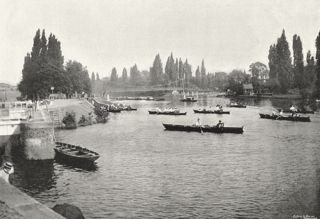 LONDON. Teddington Lock 1897 old antique vintage print picture